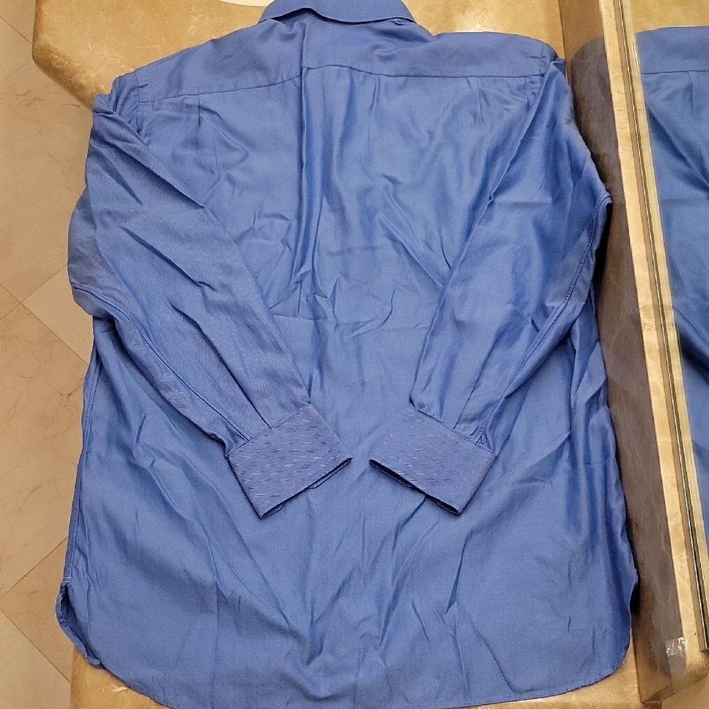 John W. Nordstrom Classic Indigo Button-Down 100% Egyptian Cotton Shirt, 17/35 - Picture 10 of 13